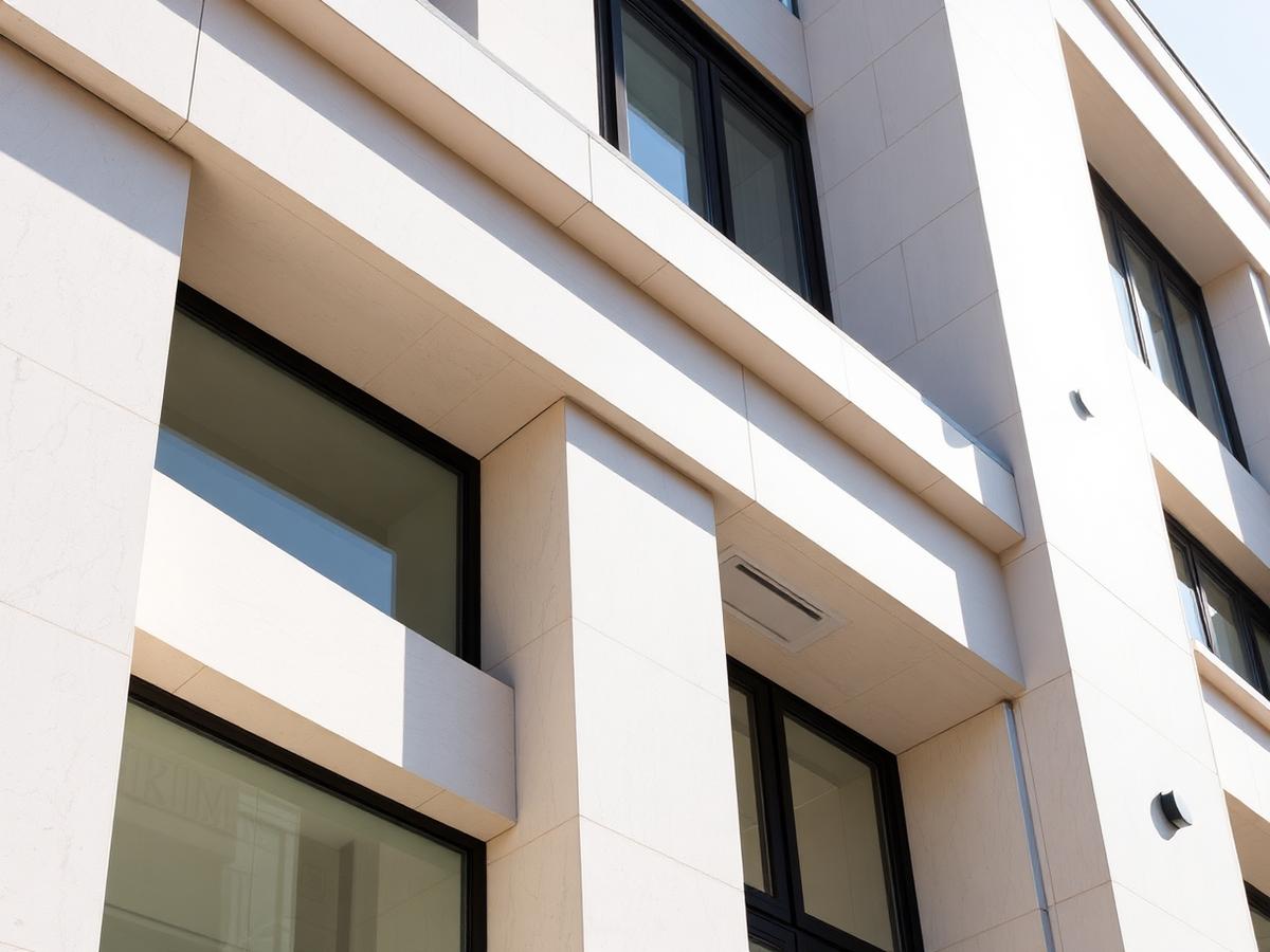 Architectural precast facade detailing on a modern building